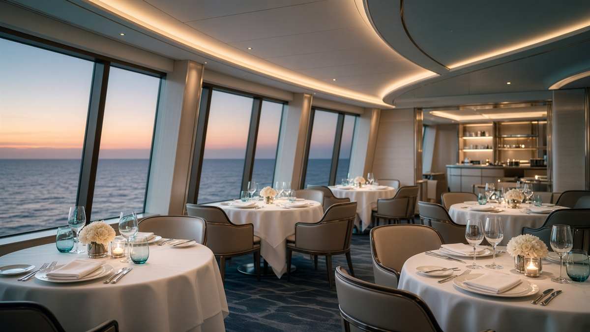 Salle de restaurant LunarSoupp avec vue sur l'ocean